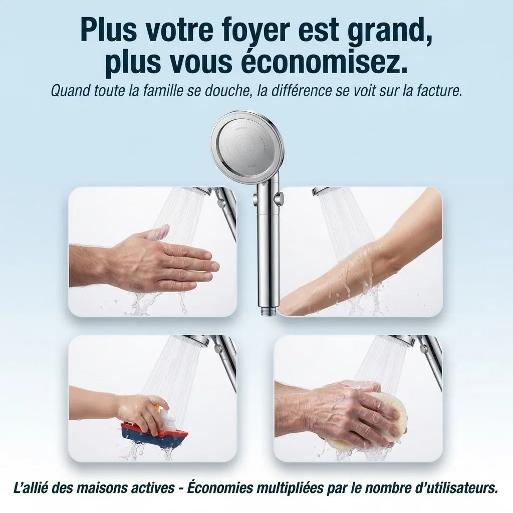 Pommeau de Douche Orientable - Double Usage Main et Fixe - vue de côté sur fond blanc