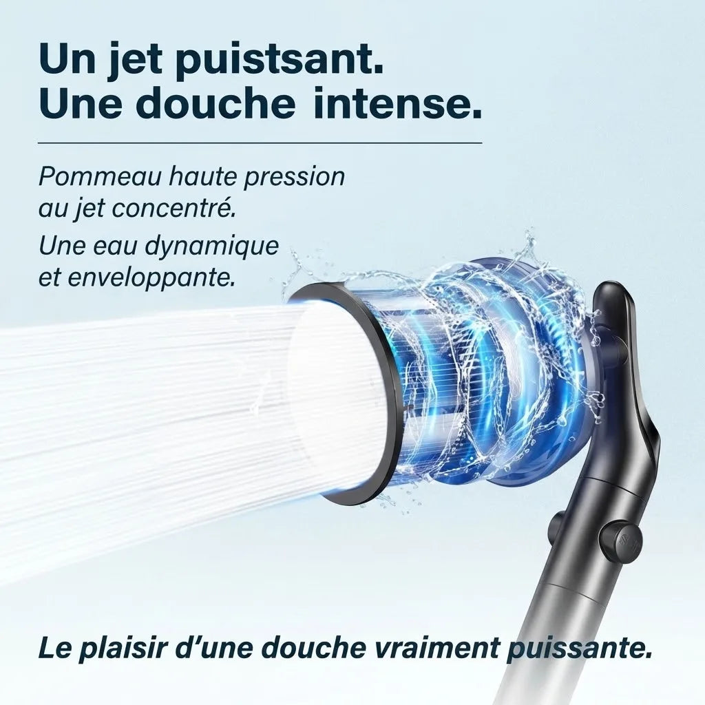 Pommeau de Douche Orientable - Double Usage Main et Fixe - vue de détail sur fond blanc