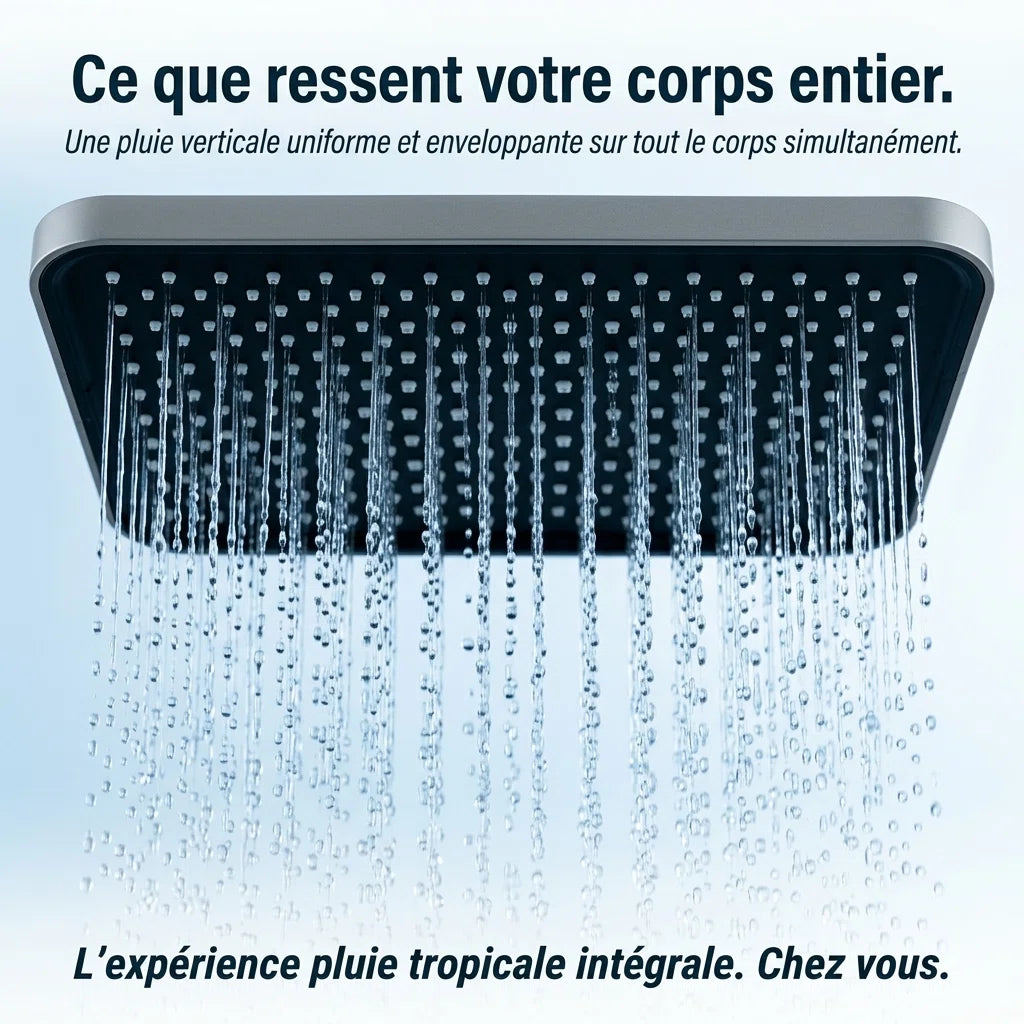 Pommeau de douche à pluie suralimenté - vue de face sur fond blanc