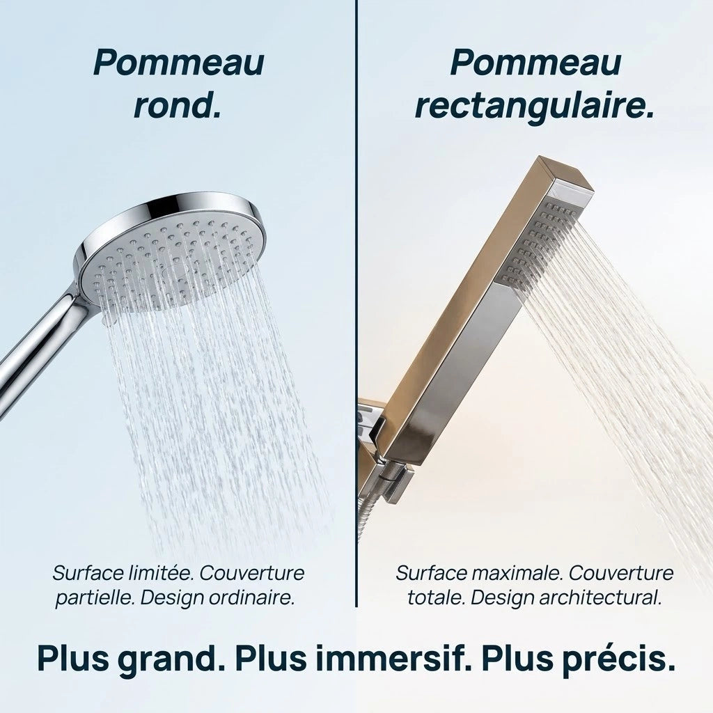 Pommeau de douche rectangulaire économie d'eau - vue principale sur fond blanc