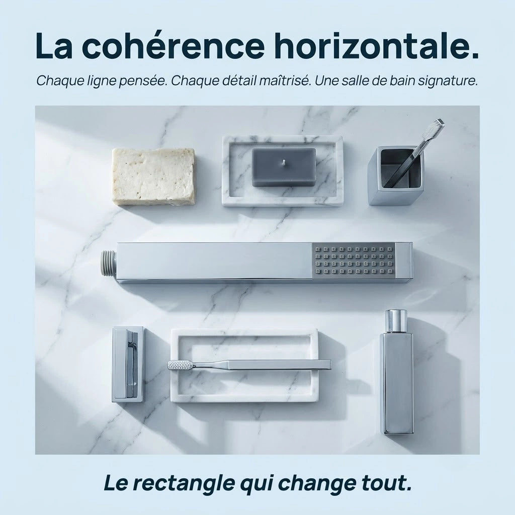 Pommeau de douche rectangulaire économie d'eau - vue de détail sur fond blanc