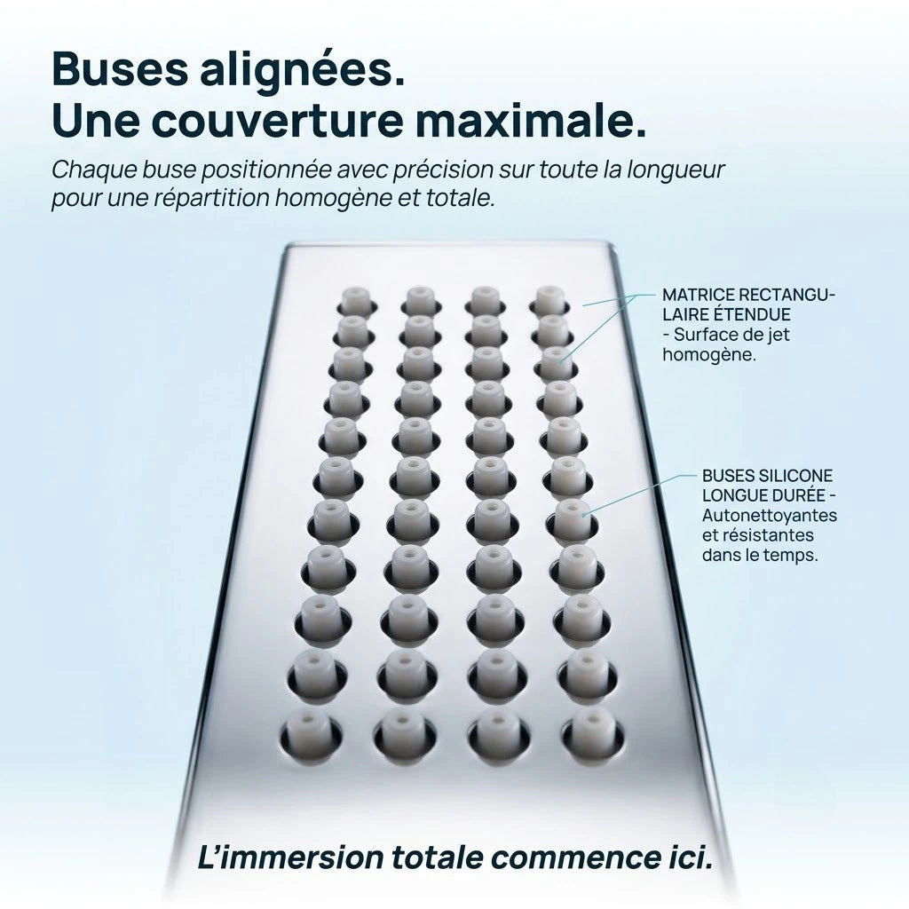 Pommeau de douche rectangulaire spa - vue de face sur fond blanc