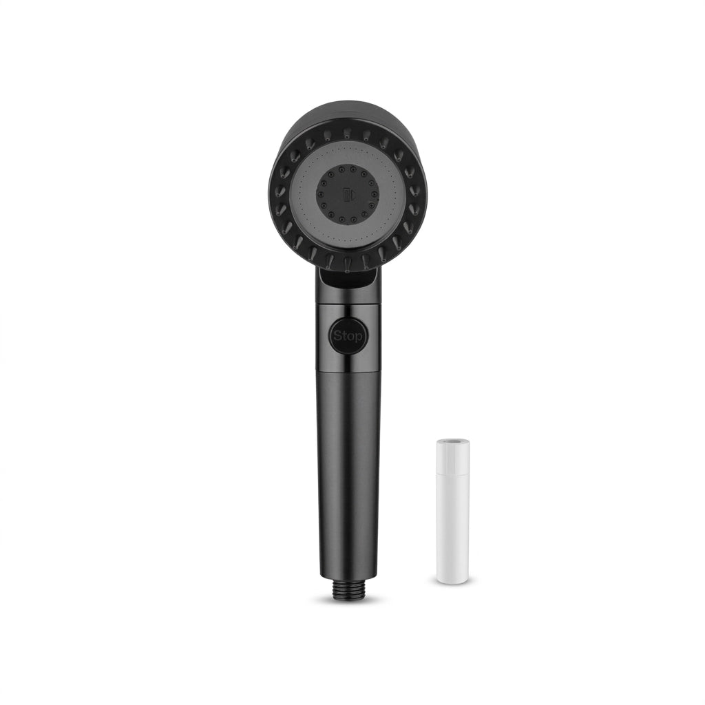 Pommeau de douche noir stop eau avec brosse